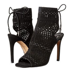 Dolce Vita Black Suede Harmon Laser Cut Peep Toe Bootie (Never Worn)